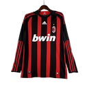 Camisa Retrô Milan I Home Adidas 2008/09 Manga Longa Vermelho e Preto